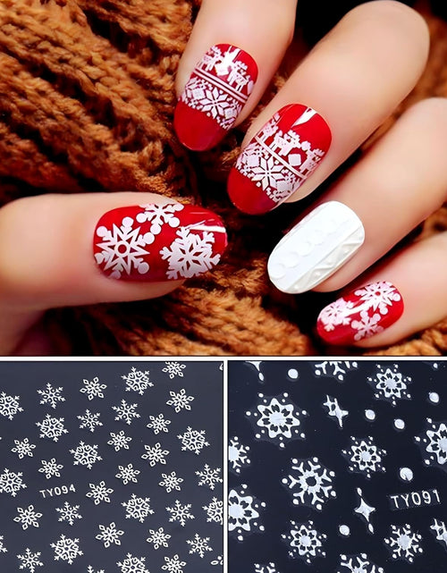 Load image into Gallery viewer, 12 Sheets Snowflake Nail Art Stickers 3D Self Adhesive Winter Nail Decals
