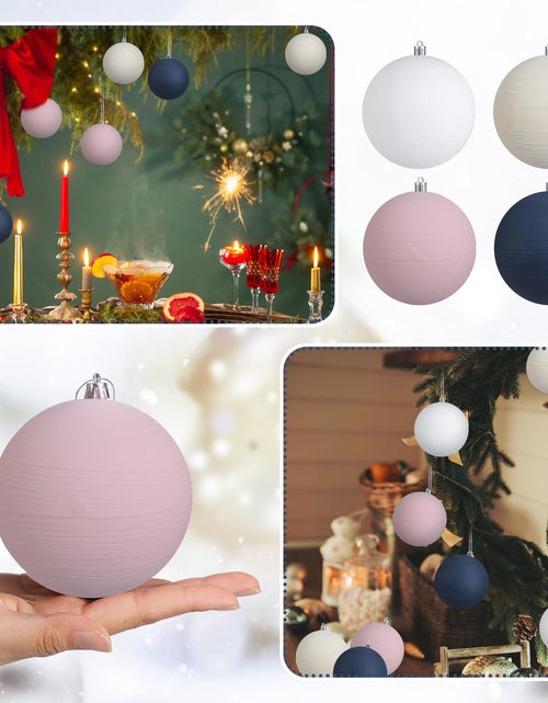 Load image into Gallery viewer, MiniInflat 12 Pc 4Inch Neutral Textured Christmas Ball Ornaments Cream Blue Pink
