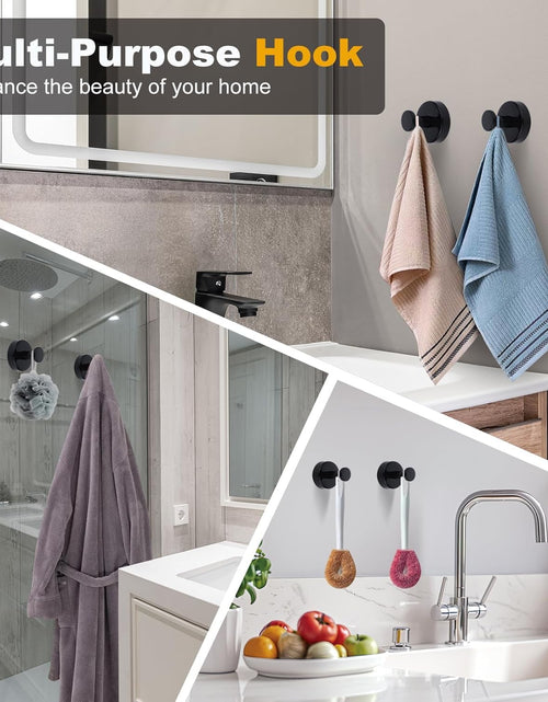 Load image into Gallery viewer, Homeshifters SUS 304 Stainless Steel Matte Black Suction Cup Hooks 2 Pc
