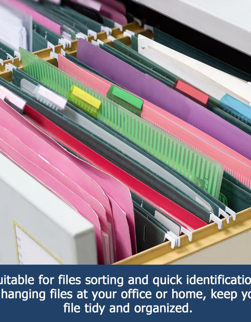 Load image into Gallery viewer, Tecreddy Hanging File Folder Tabs 60 Sets Multicolor 2" Clear Plastic Labels
