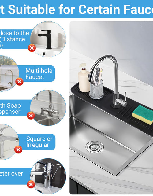 Load image into Gallery viewer, AIZOE Silicone Sink Splash Guard Faucet Mat 23.6in Black Kitchen Bathroom
