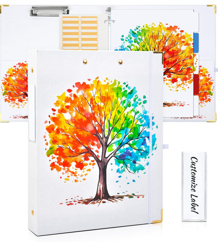Lattlefnki Cute 3 Ring Binder 1 Inch Round Clipboard White 5 Dividers 8.5x11