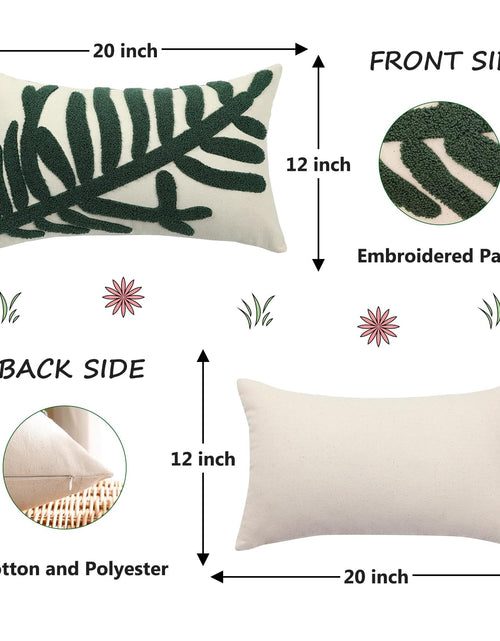 Load image into Gallery viewer, Tosleo 12x20in Green Tropical Leaf Embroidered Pillow Covers 2 Pack
