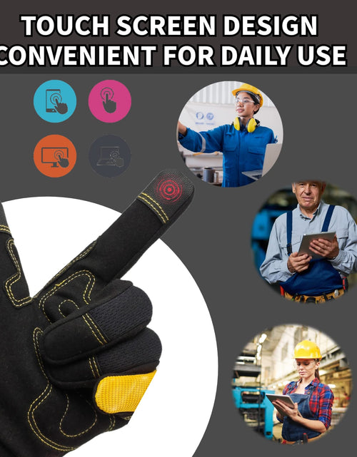 Load image into Gallery viewer, SAVJOB Women's Light-Duty Work Gloves Faux Leather Yellow Size Small
