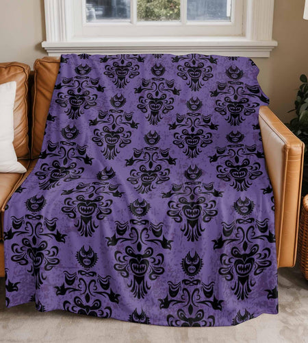 Zadaling Haunted House Halloween Throw Blanket Fleece Cozy 40x50 Purple Black
