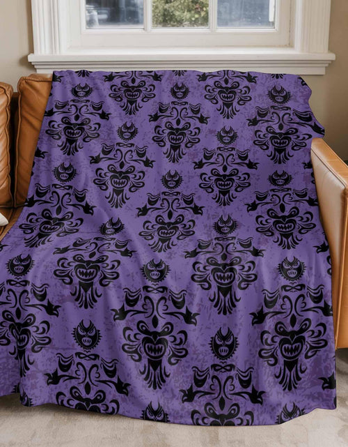 Load image into Gallery viewer, Zadaling Haunted House Halloween Throw Blanket Fleece Cozy 40x50 Purple Black
