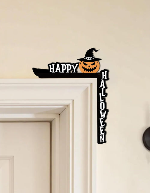 Load image into Gallery viewer, SIXEIGHT Halloween Pumpkin Witch Hat Door Corner Sign Decoration 8.5x6.9"
