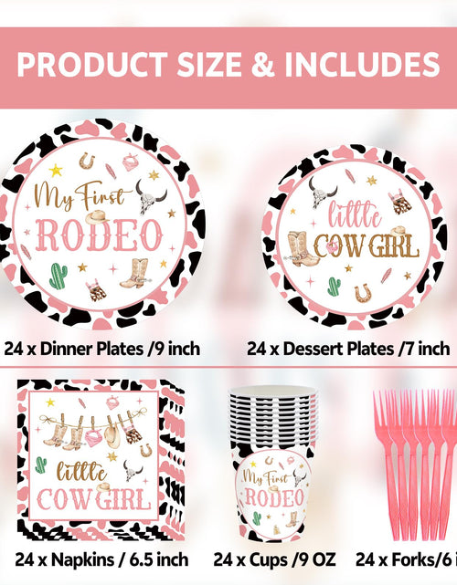 Load image into Gallery viewer, JOYHAPISTAR First Rodeo Birthday Party Supplies Set 120PCS Pink Rustic
