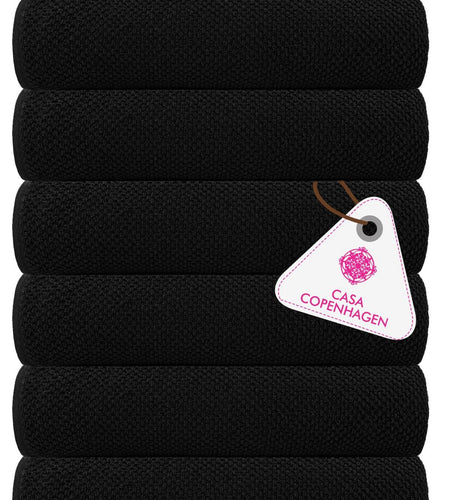 CASA COPENHAGEN Popcorn Textured Cotton Bath Towel Set Black 24x48 6pc