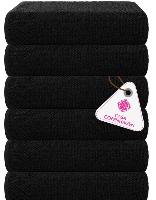 Load image into Gallery viewer, CASA COPENHAGEN Popcorn Textured Cotton Bath Towel Set Black 24x48 6pc
