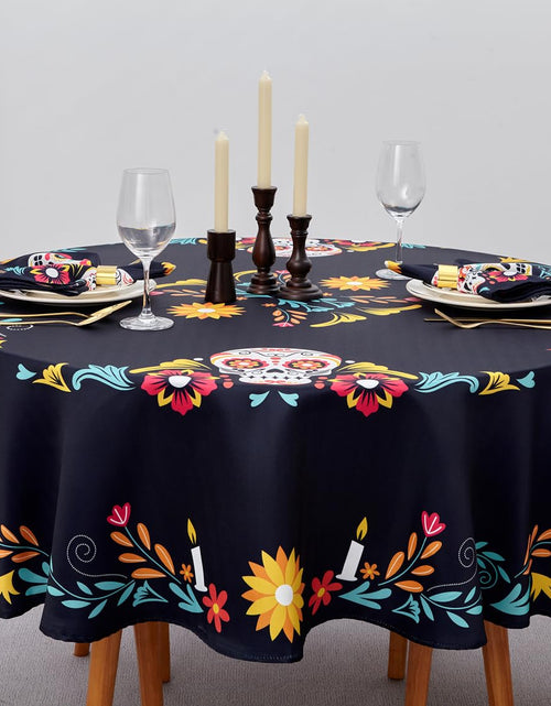 Load image into Gallery viewer, YiHomer Day of The Dead Table Runner Floral Skeleton Mask 14x72
