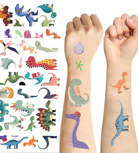 SBOBUY Dinosaur Temporary Tattoos 10 Sheets Blue Cartoon Kids Party Favors