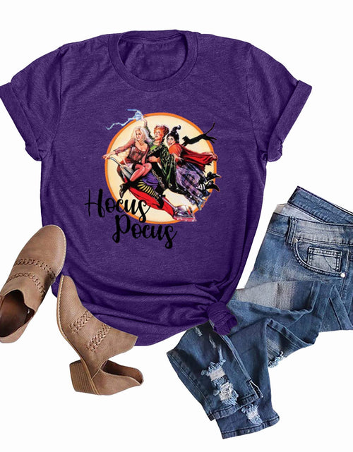 Load image into Gallery viewer, Anbech Hocus Pocus Sanderson Sisters Graphic Tee Dark Purple Size S

