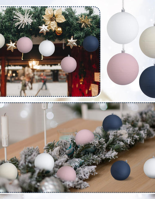Load image into Gallery viewer, MiniInflat 12 Pc 4Inch Neutral Textured Christmas Ball Ornaments Cream Blue Pink
