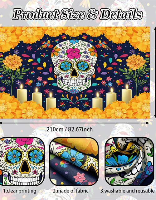 Load image into Gallery viewer, Sendy Day of The Dead Sugar Skull Backdrop 7x5ft Vibrant Colors Vinyl

