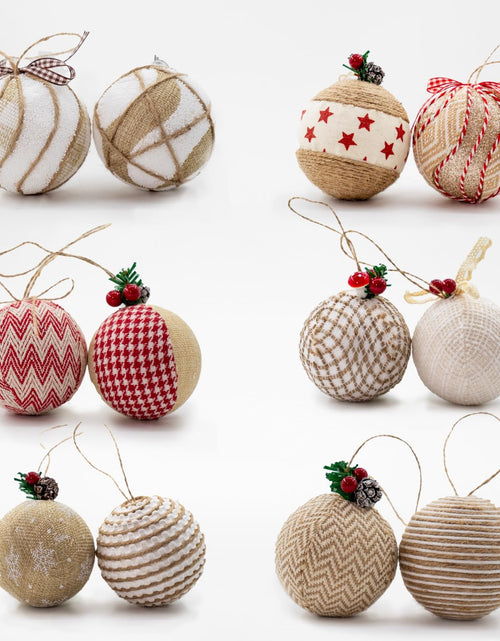 Load image into Gallery viewer, Juncox 12 Pcs Burlap Christmas Ball Ornaments 3.15in Rustic Natural Jute
