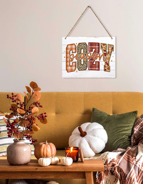 Load image into Gallery viewer, BELLOWDEER Hey There Pumpkin Rustic Wood Hanging Sign Fall Decor 8x10 Inches
