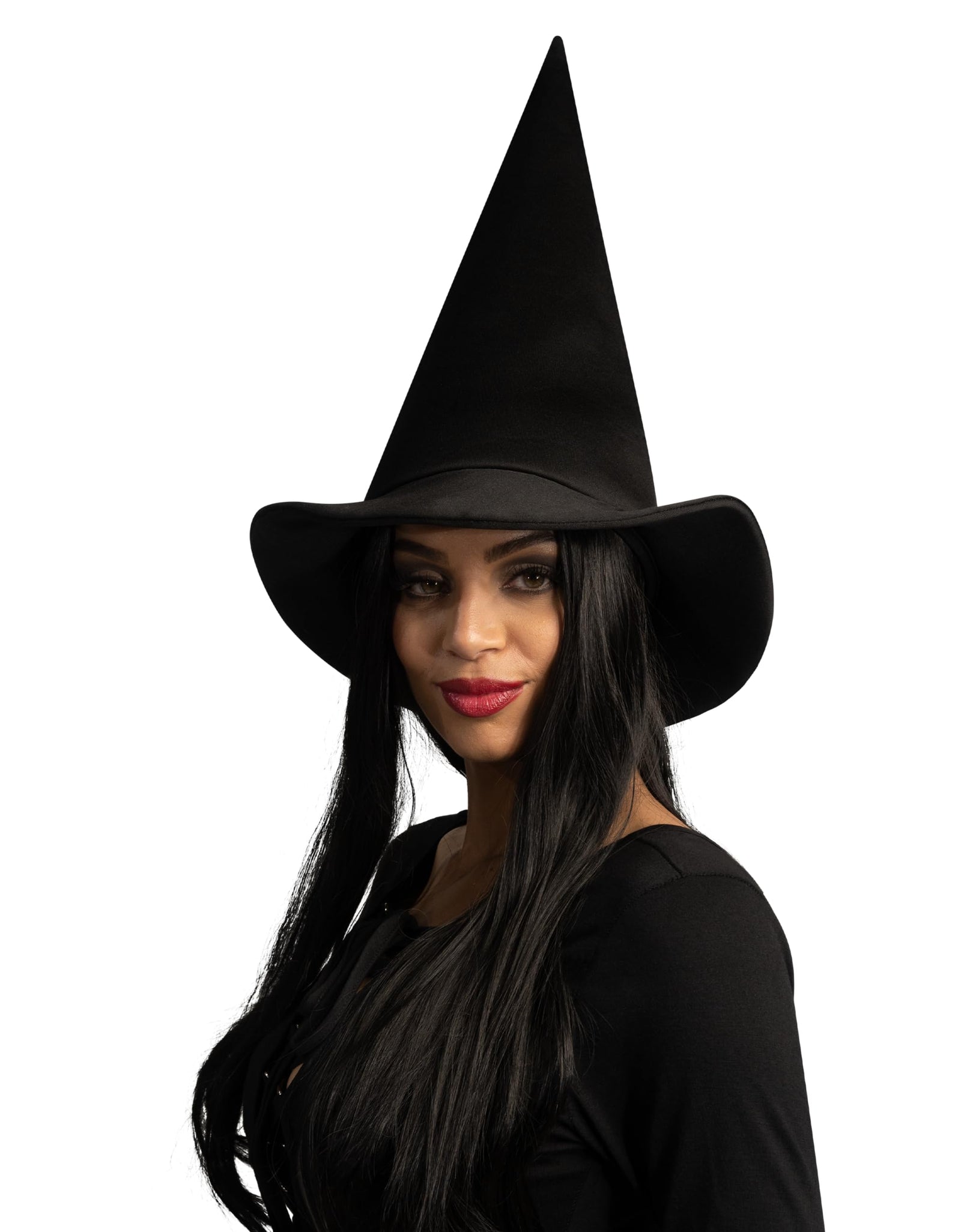 Spooktacular Creations Halloween Black Witch Hat Soft Satin Costume Accessory