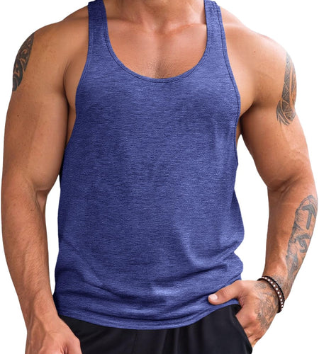 Runcati Mens Workout Stringer Tank Top Gym Muscle Athletic Blue Size XL