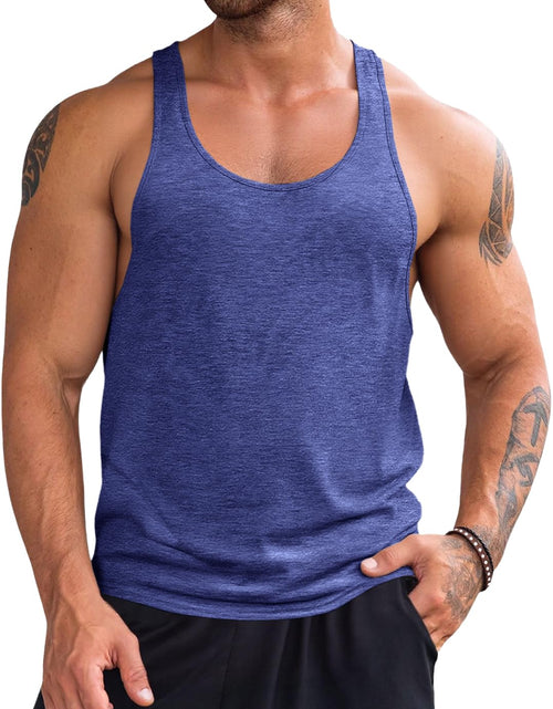 Load image into Gallery viewer, Runcati Mens Workout Stringer Tank Top Gym Muscle Athletic Blue Size XL
