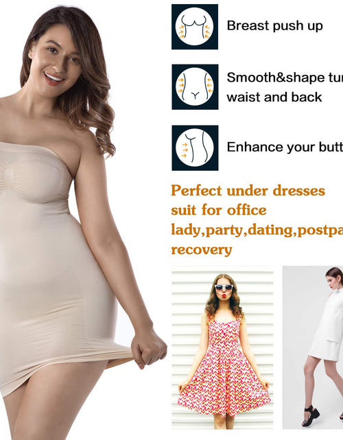 Load image into Gallery viewer, MD Women's Strapless Full Body Slip Shaper Seamless Nude Size Large
