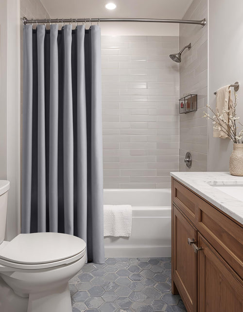 Load image into Gallery viewer, Jolilight Grey Linen Blend Shower Curtain Rustic Cottage 72x72 with Hooks

