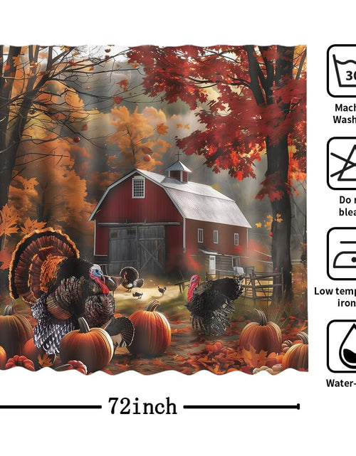 Load image into Gallery viewer, MEHOFOND Thanksgiving Waterproof Fabric Shower Curtain Red Barn 72x72 Inch
