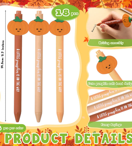 Watersay 18 Sets Thanksgiving Pumpkin Baby Shower Favors Fall Ballpoint Pens