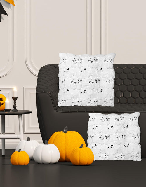 Load image into Gallery viewer, RBQXNW Halloween Pillow Covers 18x18 White Cat Ghost Set of 2 Plush
