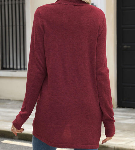 Vanfany Womens Lightweight Open Front Cardigan Knit Burgundy Size XL