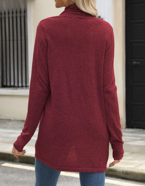 Load image into Gallery viewer, Vanfany Womens Lightweight Open Front Cardigan Knit Burgundy Size XL

