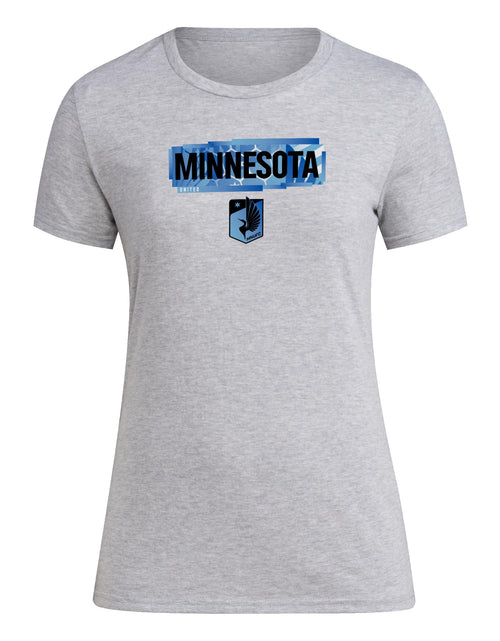 Load image into Gallery viewer, adidas Minnesota United FC Womens Local Pop Pre-game T-shirt Grey Heather Size S
