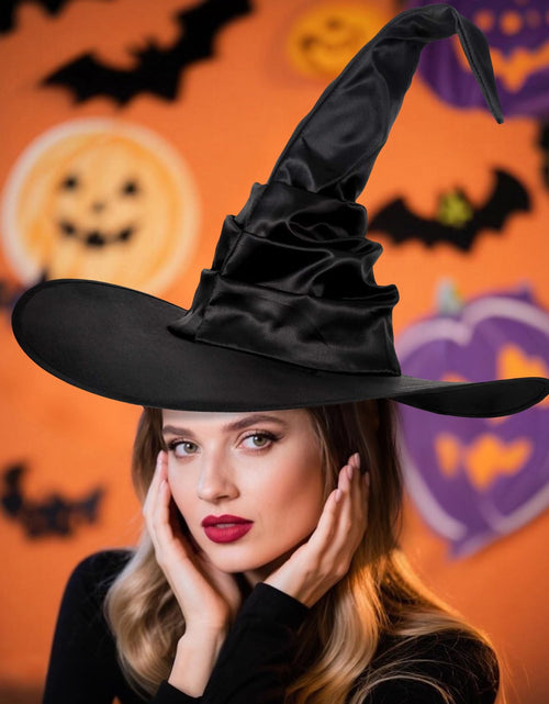 Load image into Gallery viewer, Leuceiy Halloween Witch Hat Black Polyester One Size Women Costume Accessory
