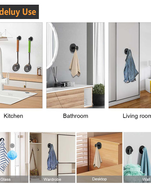 Load image into Gallery viewer, Homeshifters SUS 304 Stainless Steel Matte Black Suction Cup Hooks 2 Pc
