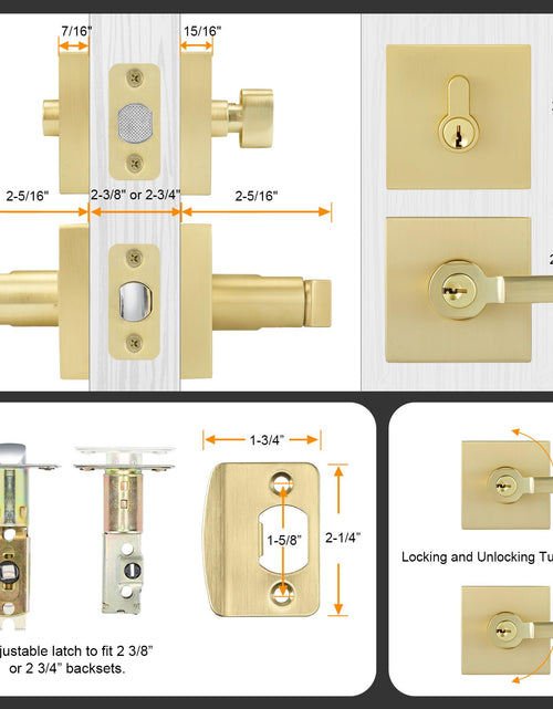 Load image into Gallery viewer, Goldenwarm Gold Dummy Door Handles Brushed Brass Levers 3 Pack
