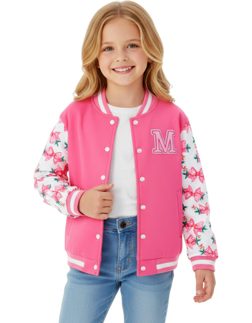 Load image into Gallery viewer, PATPAT Girls Varsity Baseball Jacket Pink Lightweight Coat Size 4-5T
