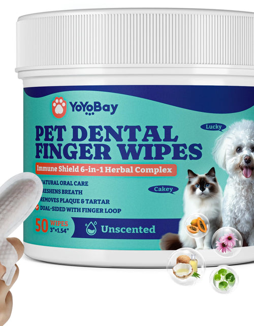Load image into Gallery viewer, YoYoBay Dog Teeth Cleaning Wipes Dual-Sided Herbal Formula 50 PCS Unflavored
