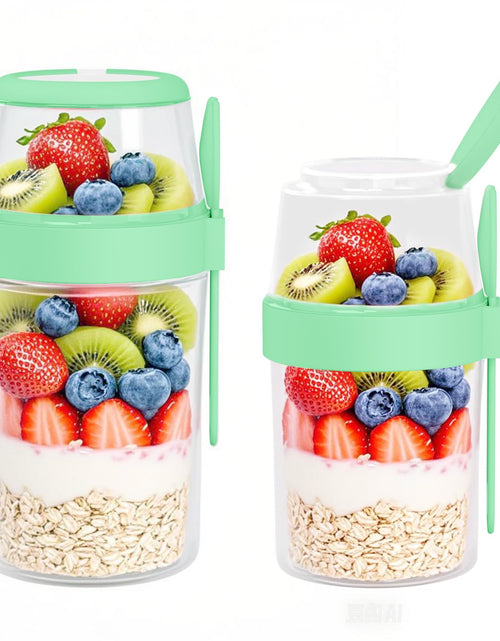 Load image into Gallery viewer, Kendyy 2 Pack Leak Proof Overnight Oats Container with Spoon Green
