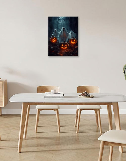 Load image into Gallery viewer, Gothic Halloween Ghost Pumpkin Wall Art Canvas Painting Framed 12x16
