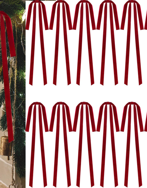 Load image into Gallery viewer, Dcocdeely 12 Pcs Velvet Christmas Bows 24x12in Wine Red Rustic Decor
