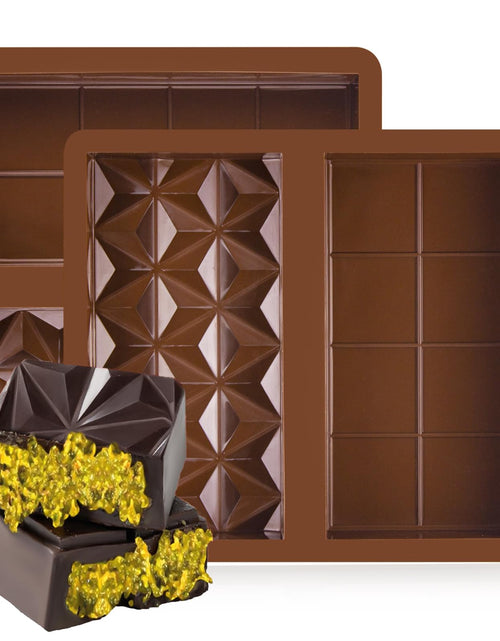 Load image into Gallery viewer, BMSQOFD Silicone Chocolate Bar Molds 2 Pack 1in Deep Brown Dubai Pistachio
