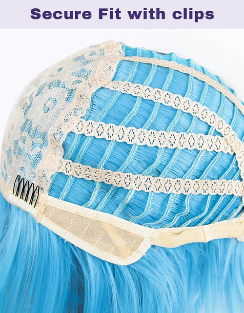 Load image into Gallery viewer, BATISI 12in Short Straight Bob Wig Neon Blue Synthetic Flat Bangs
