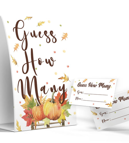 Pazag How Many Candy Guessing Game Thanksgiving Party 1 Sign 50 Cards Orange