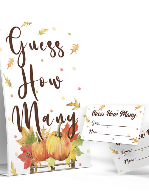 Load image into Gallery viewer, Pazag How Many Candy Guessing Game Thanksgiving Party 1 Sign 50 Cards Orange
