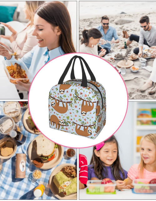 Load image into Gallery viewer, Giwawa Sloth Insulated Lunch Box 8 Capacity Blue Cartoon Animal Flower Trees

