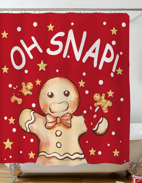 Load image into Gallery viewer, QIONG MENG Gingerbread Christmas Shower Curtain Fabric 71x71 Inch with Hooks
