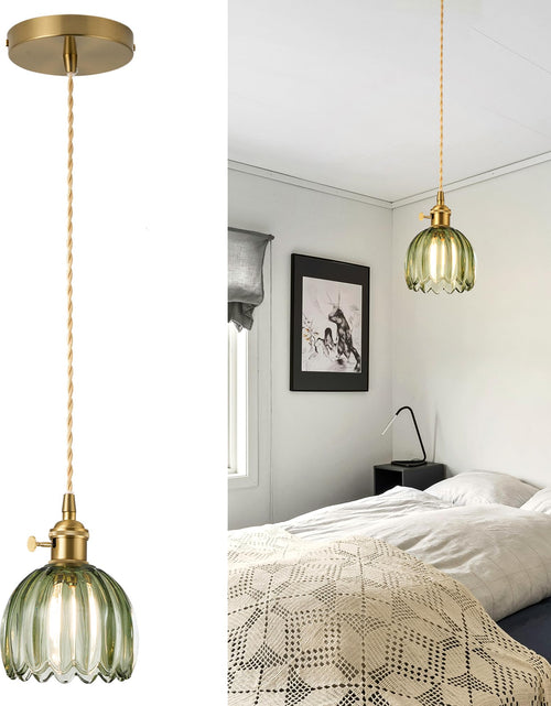 Load image into Gallery viewer, puncoll Vintage Small Pendant Light Green Glass Kitchen Island H2509-GR
