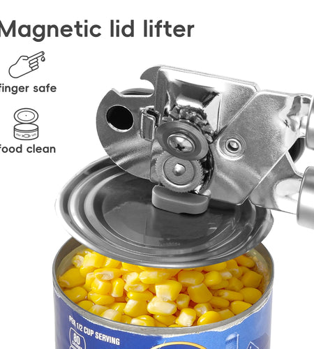 UHIYEE Manual Can Opener Heavy Duty Sharp Blade Soft Handle Black