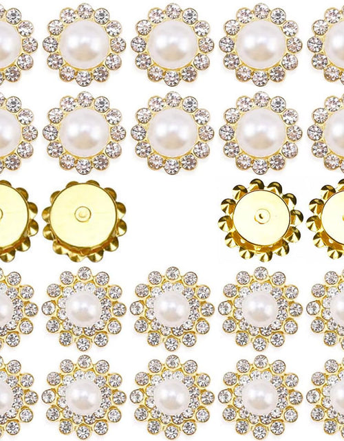 Load image into Gallery viewer, TKDUJH 100pcs Crystal Gem Sew On Rhinestone Pearl White 12mm 14mm Flower
