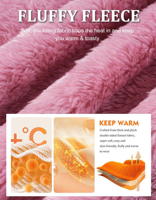 Load image into Gallery viewer, Flygo Women's Fluffy Fleece Pajama Set Pullover Hoodie &amp; Pants Pink Size L
